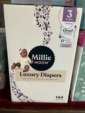 Millie Moon Kids Luxury Diapers - White & Purple (Size 3)